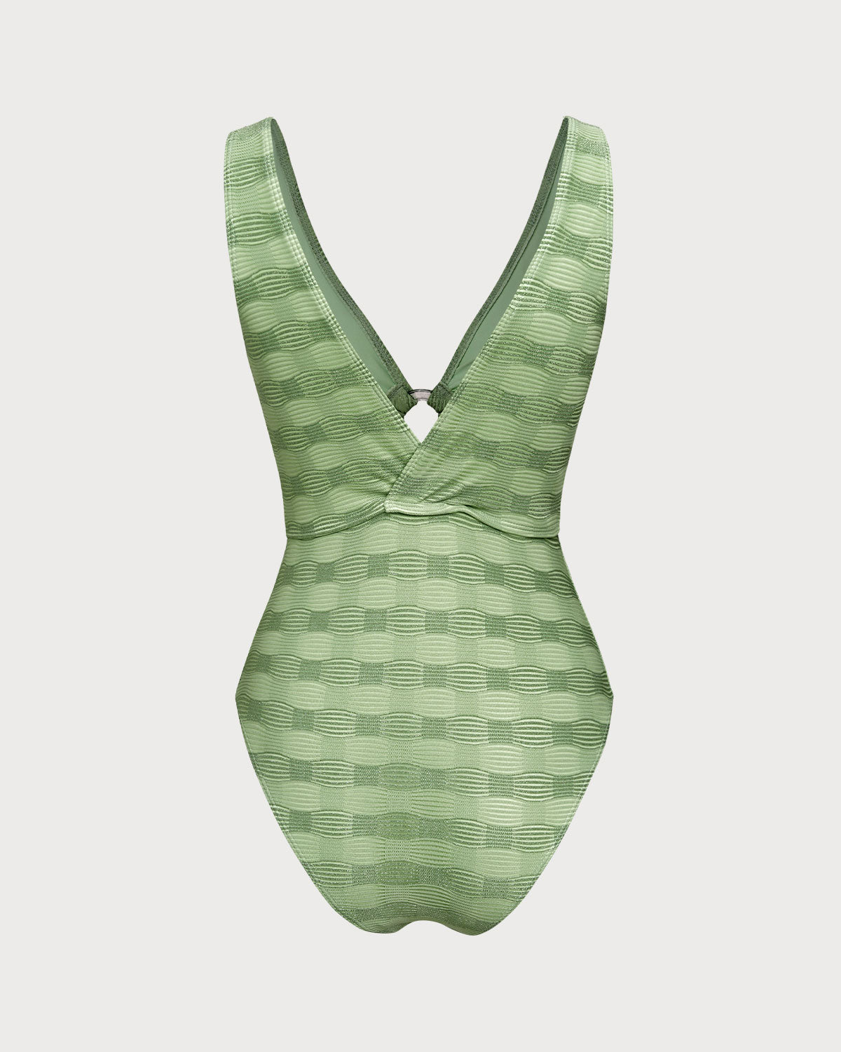 Traje de Baño de Una Pieza Texturizado en Verde con O-Ring