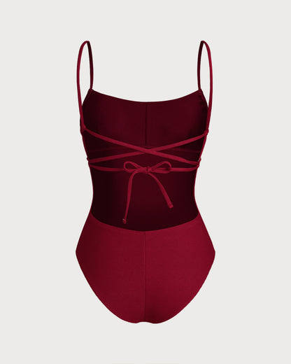 Bralette Rojo X Cruz Traje de Baño de Una Pieza