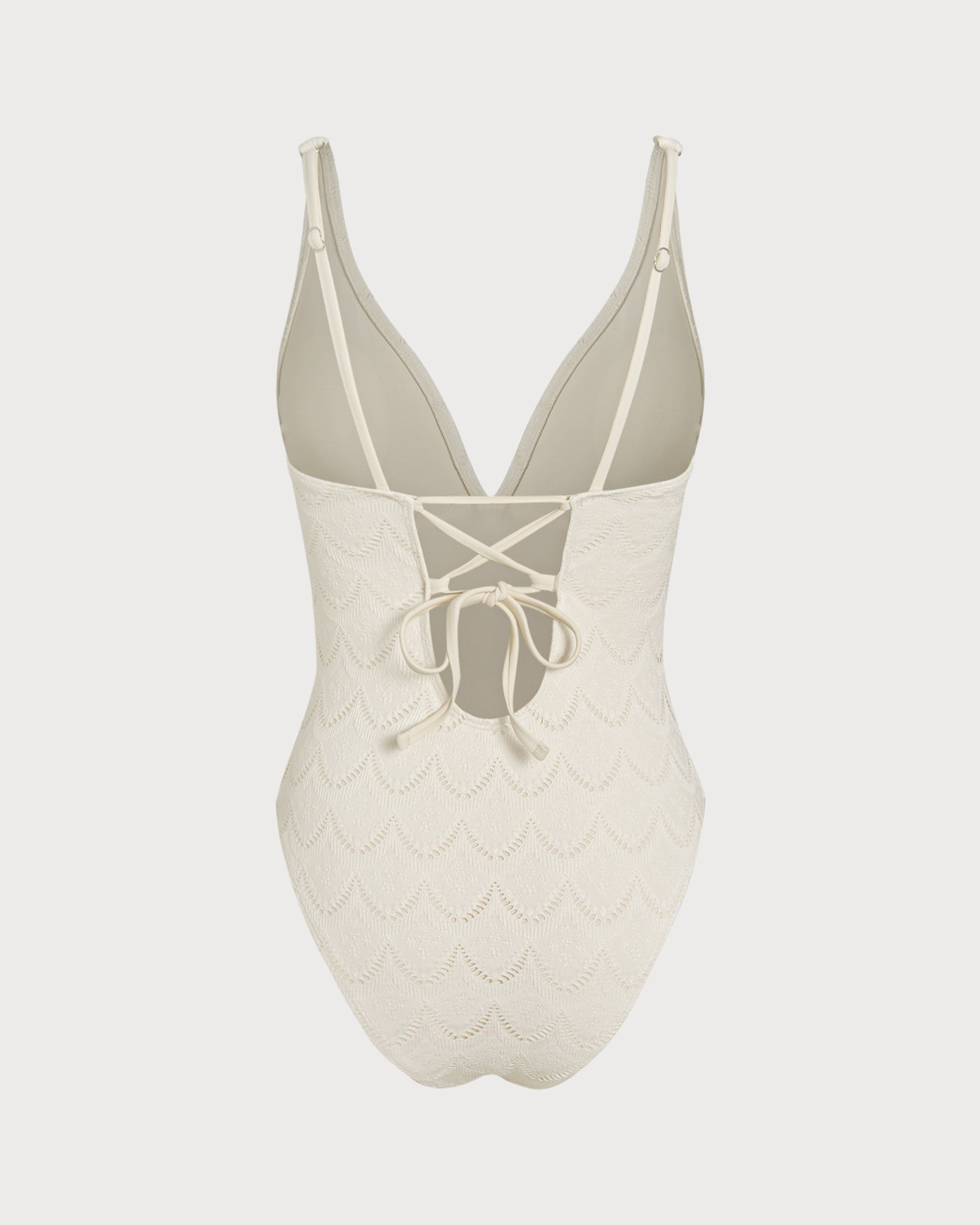 Bralette Texturizado Off White Traje de Baño de Una Pieza
