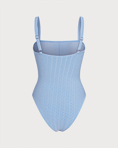 Bañador de Una Pieza Bandeau con O-Ring Azul