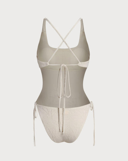Bañador de Una Pieza Texturizado Off White