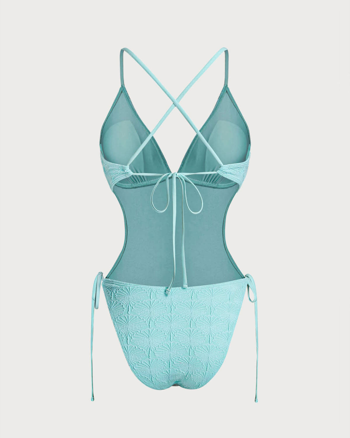 Bralette Texturizado Azul Traje de Baño de Una Pieza
