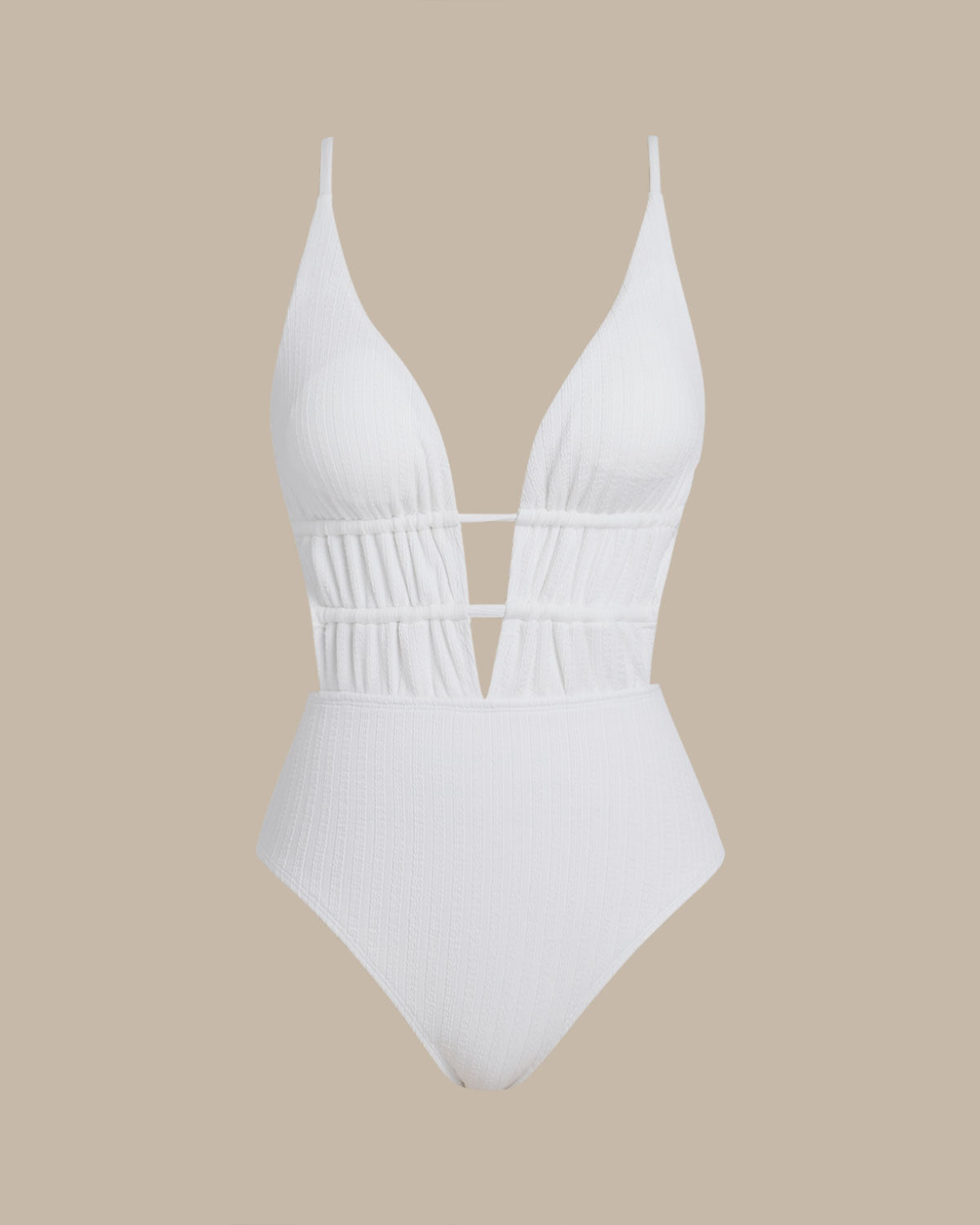 Bralette Blanco Texturizado de Una Pieza para Baño