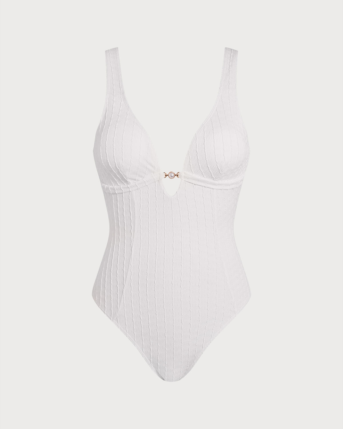 Cuerpo Entero Blanco Texturizado con Corte