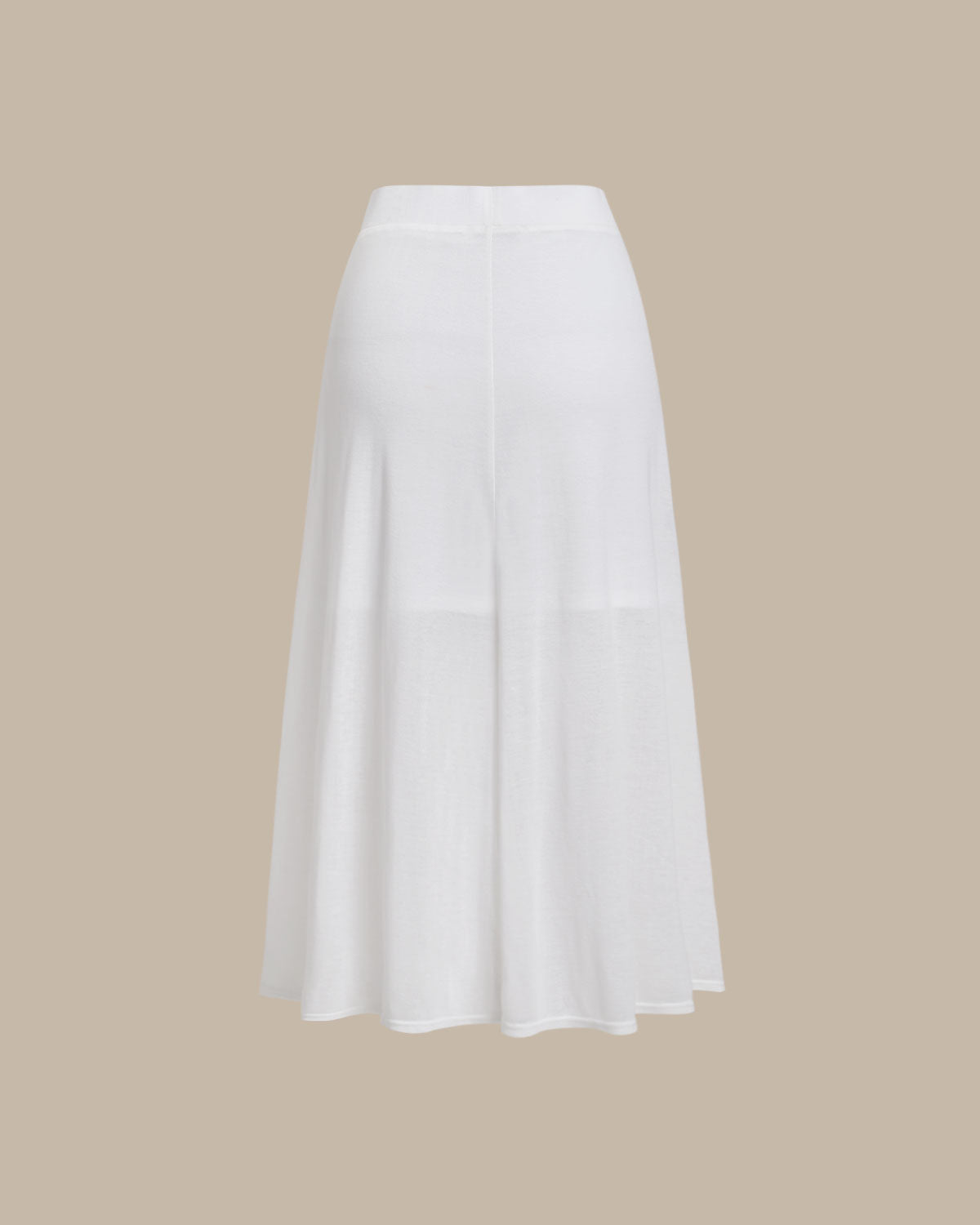 Falda Midi Recta de Cintura Elástica Blanca