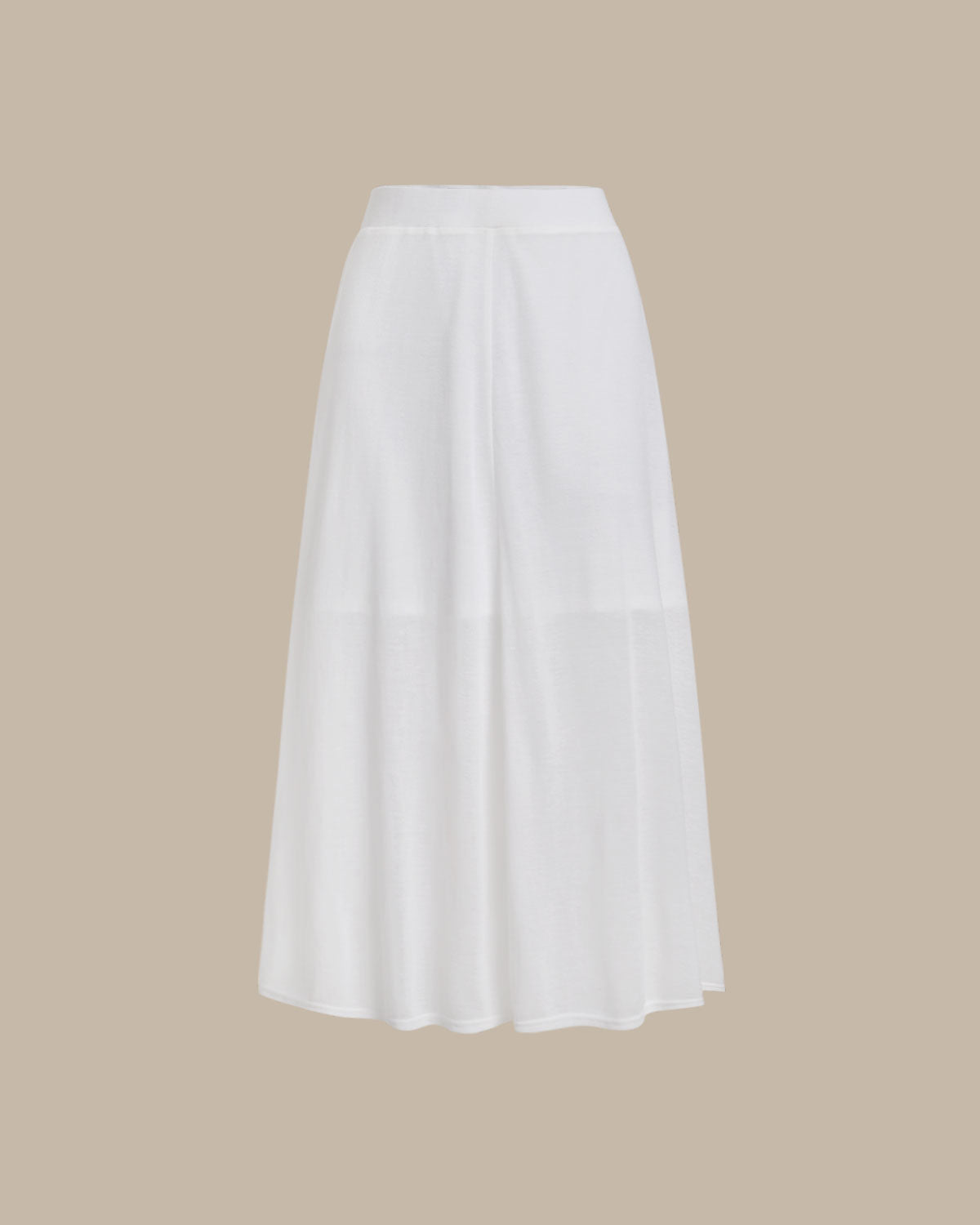 Falda Midi Recta de Cintura Elástica Blanca