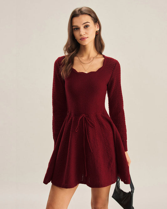Vestido Suéter A-Line Rojo Vino