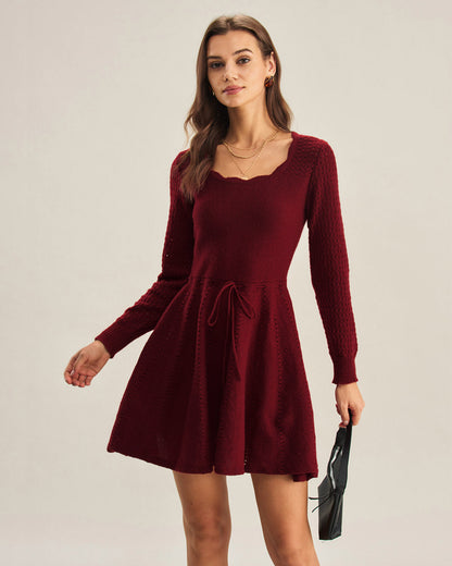 Vestido Suéter A-Line Rojo Vino