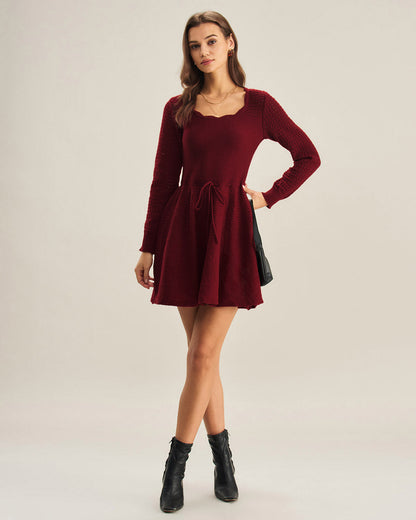 Vestido Suéter A-Line Rojo Vino