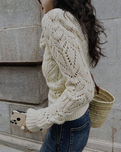 Suéter Corto de Cuello Redondo Off White