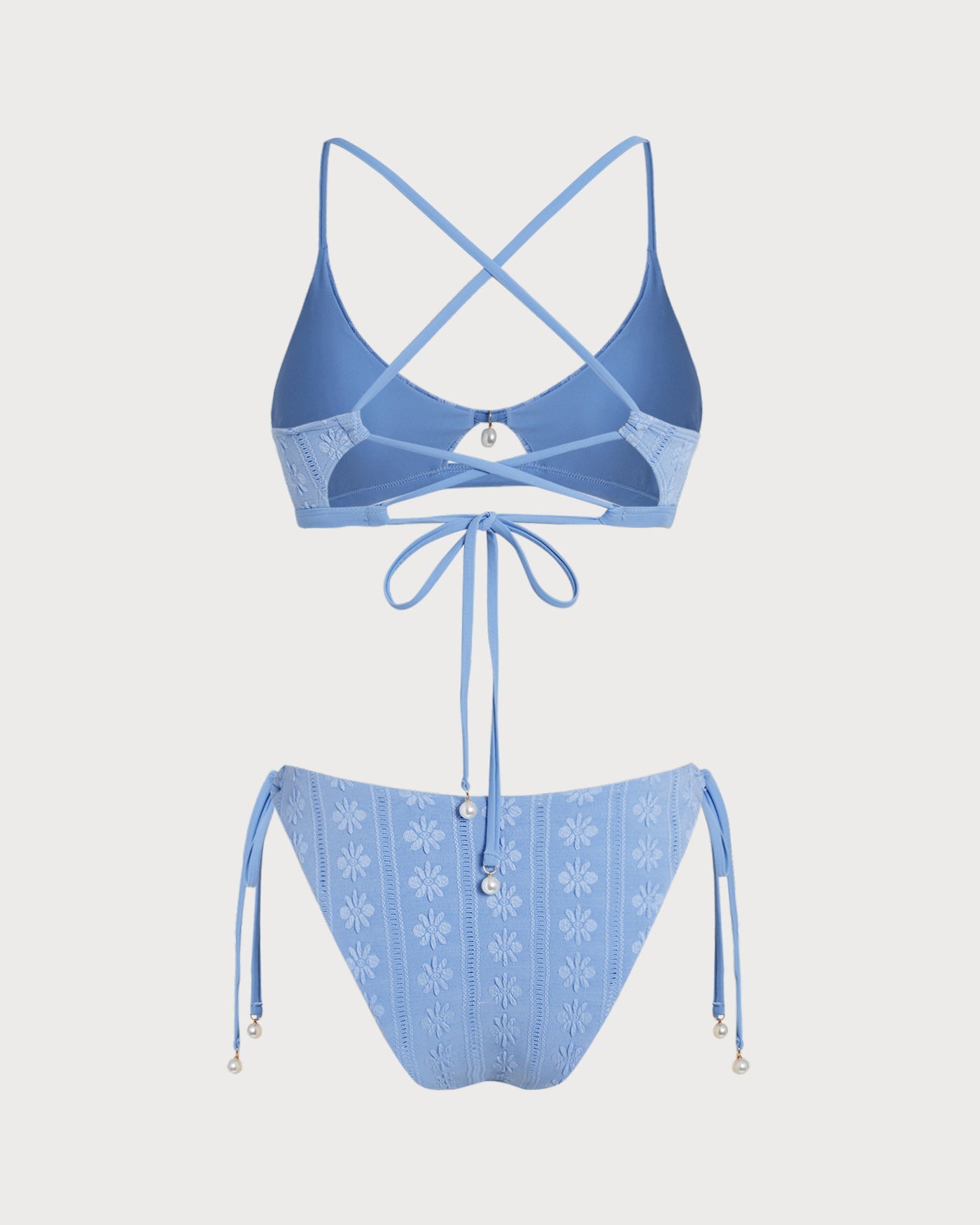 Conjunto de Bikini Triangular U en Color Azul Floral