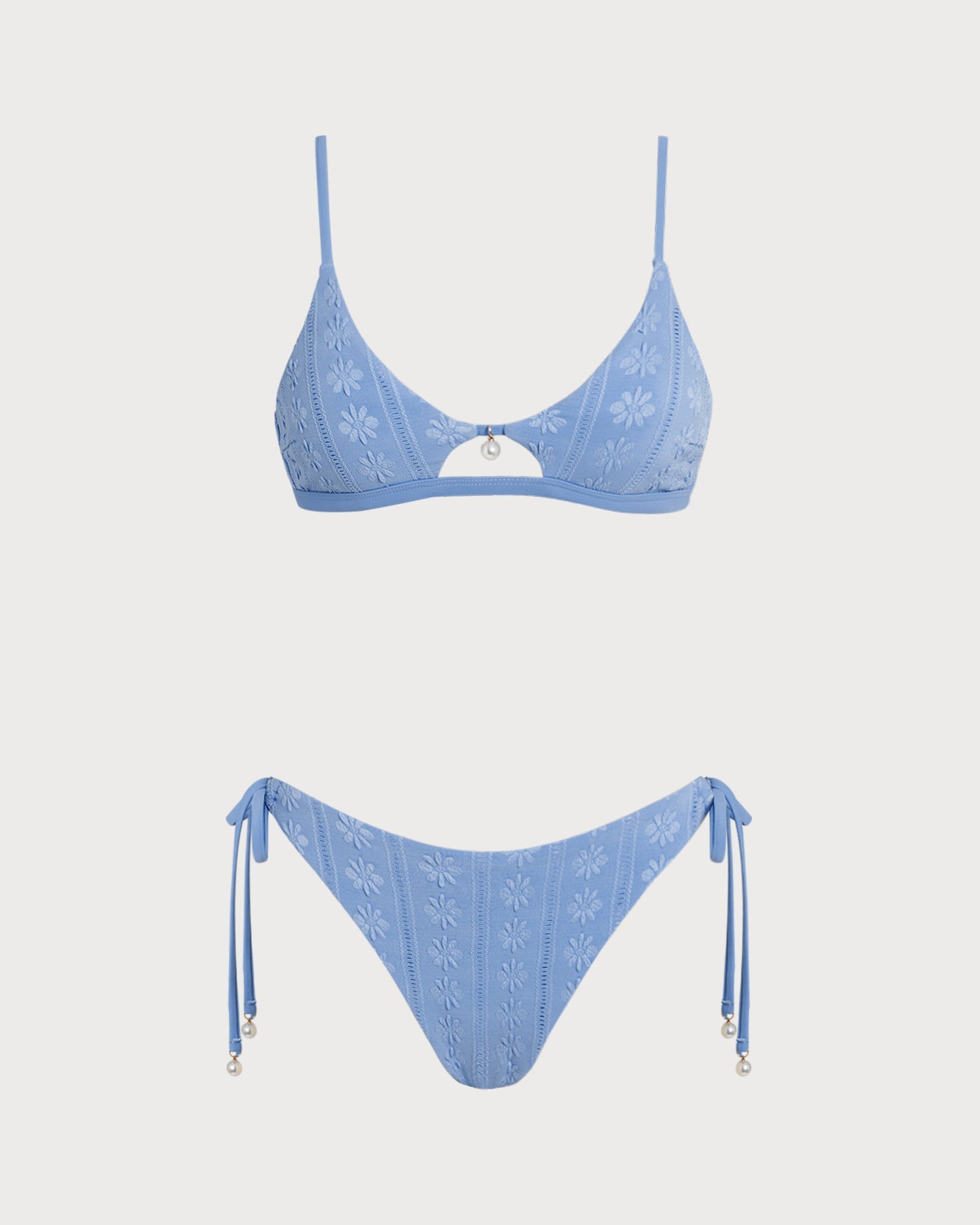Conjunto de Bikini Triangular U en Color Azul Floral