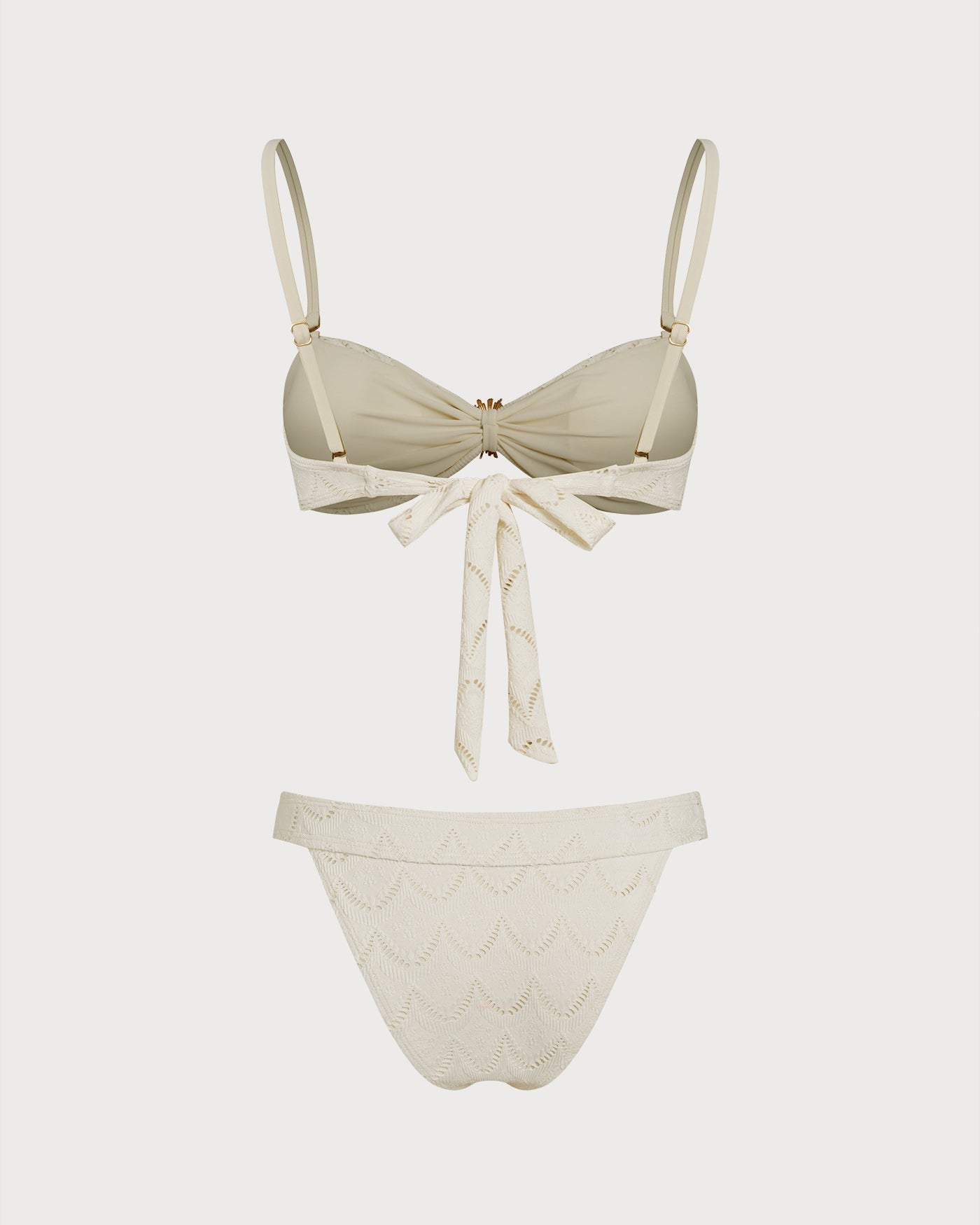 Conjunto de Bikini Bandeau con Cordón Off White