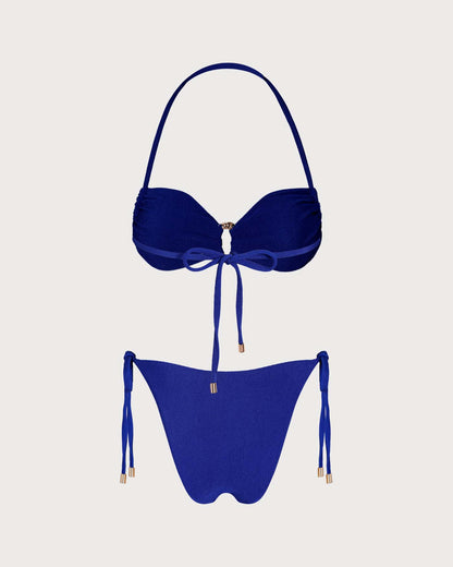 Conjunto de Bikini Bandeau con O-Ring Azul