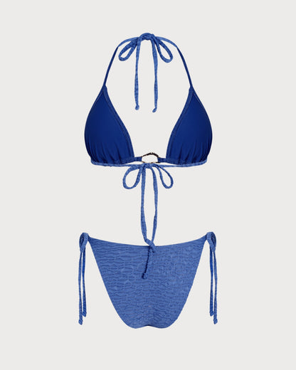 Conjunto de Bikini Triángulo Halter Azul