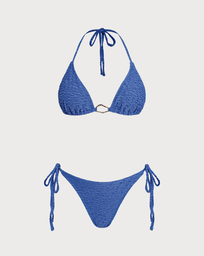 Conjunto de Bikini Triángulo Halter Azul