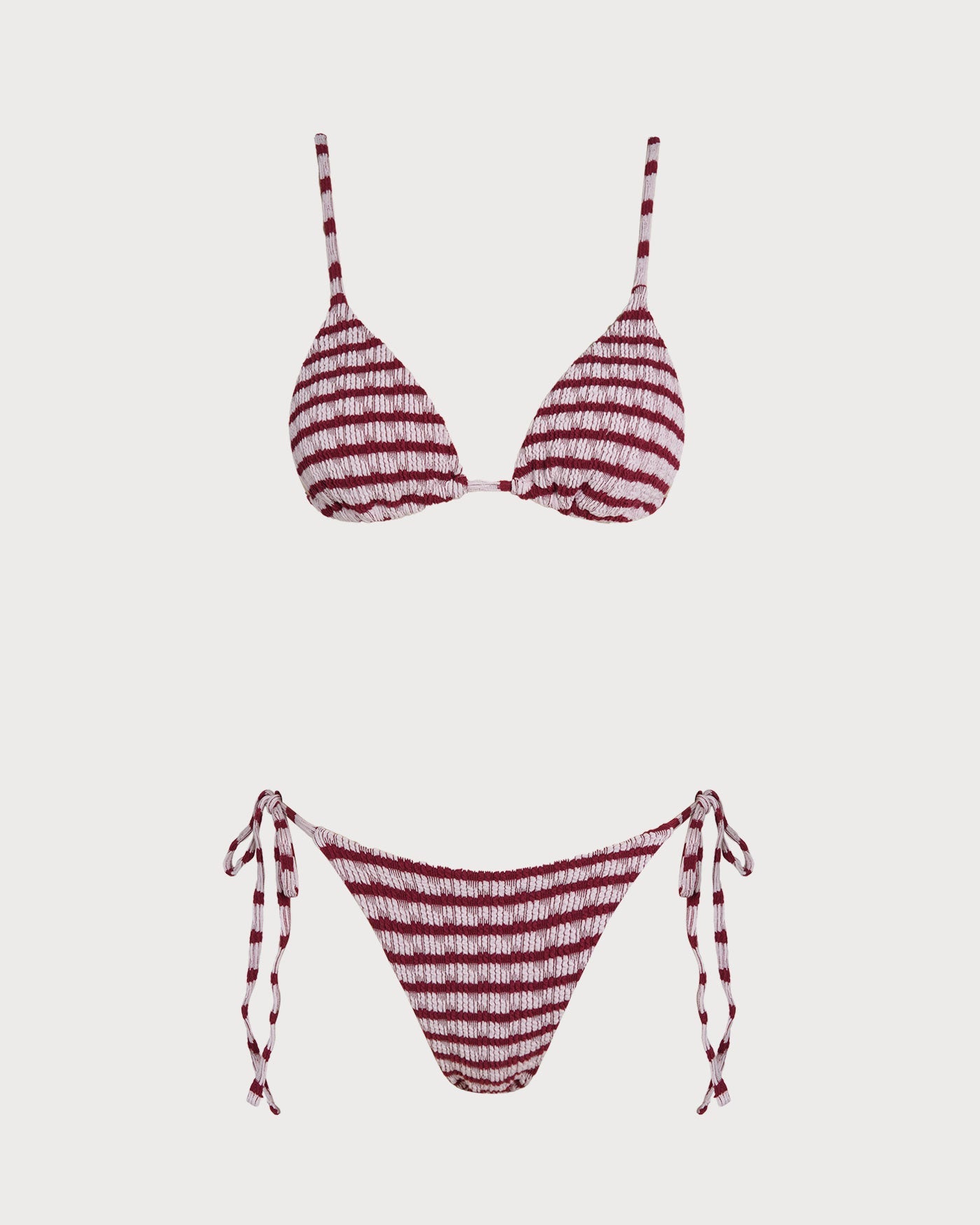 Conjunto de Bikini Triangular a Rayas Rojas