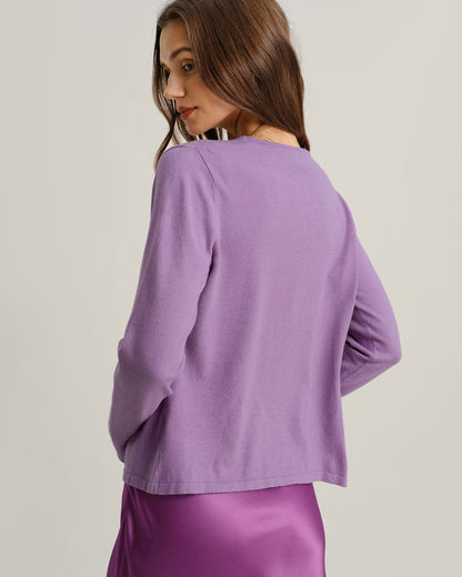Cárdigan de Punto Acanalado Morado