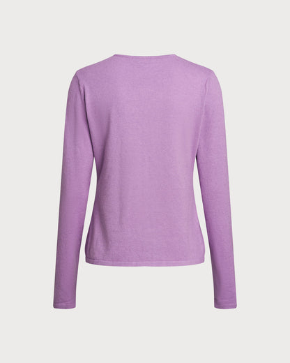 Cárdigan de Punto Acanalado Morado