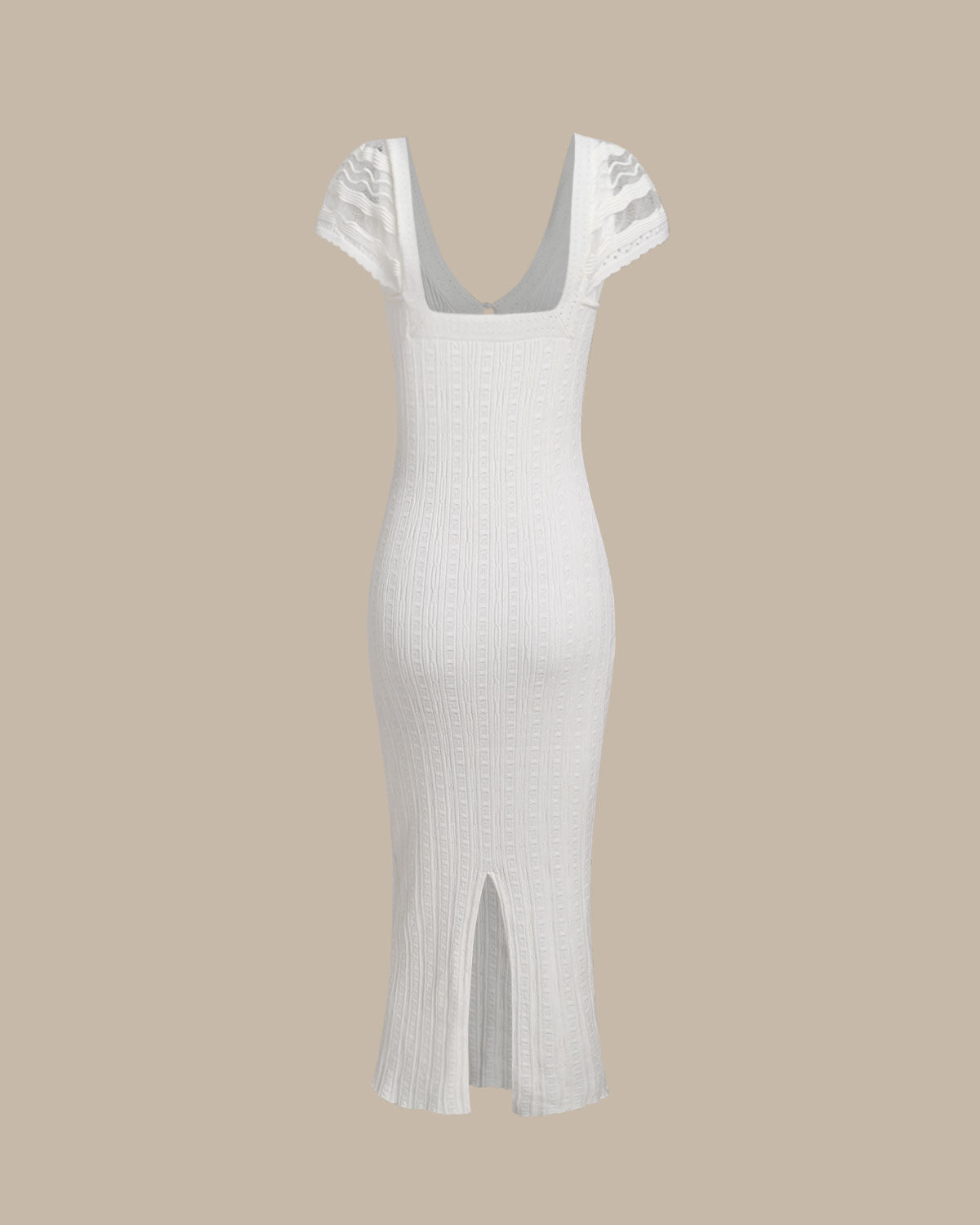 Vestido de Suéter Bodycon de Croché Blanco