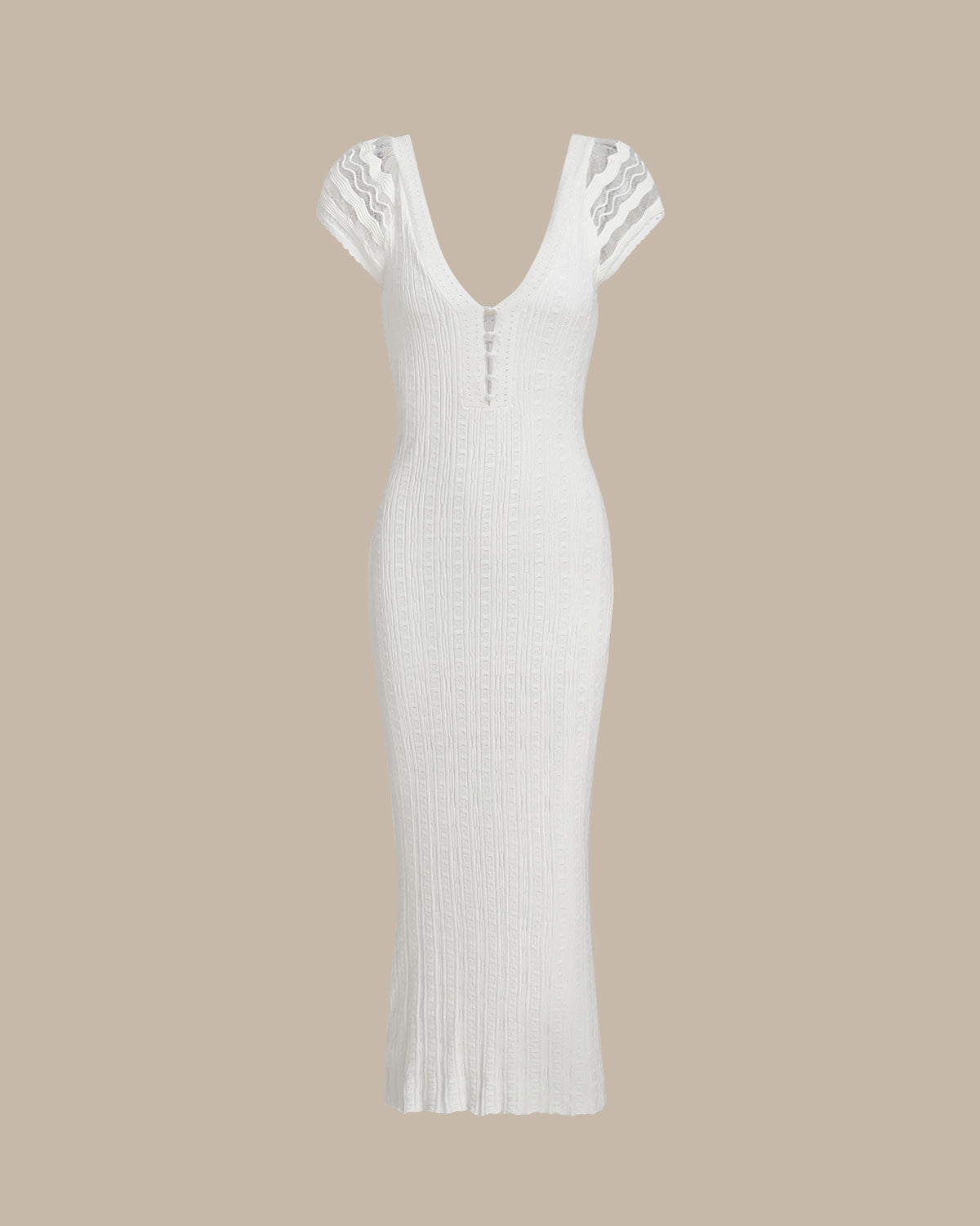 Vestido de Suéter Bodycon de Croché Blanco