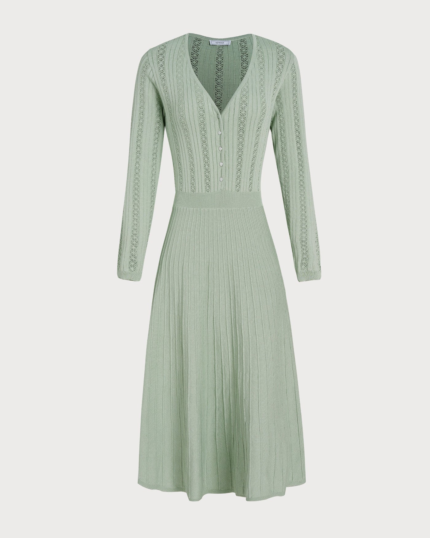 Vestido Suéter de Viscosa Verde con Cuello en V