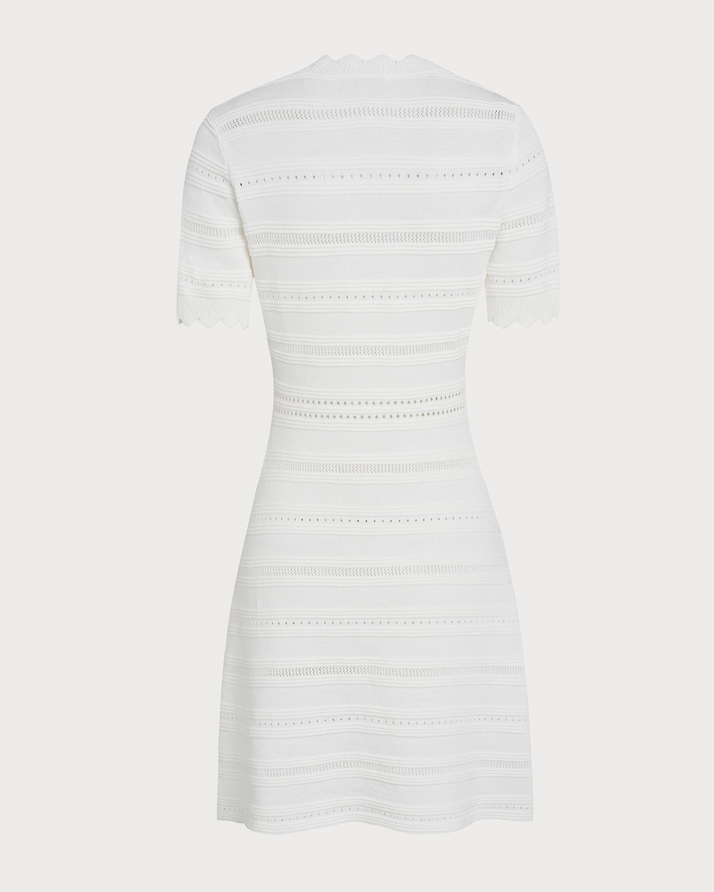 Vestido de Suéter de Viscosa Blanco con Cuello en V