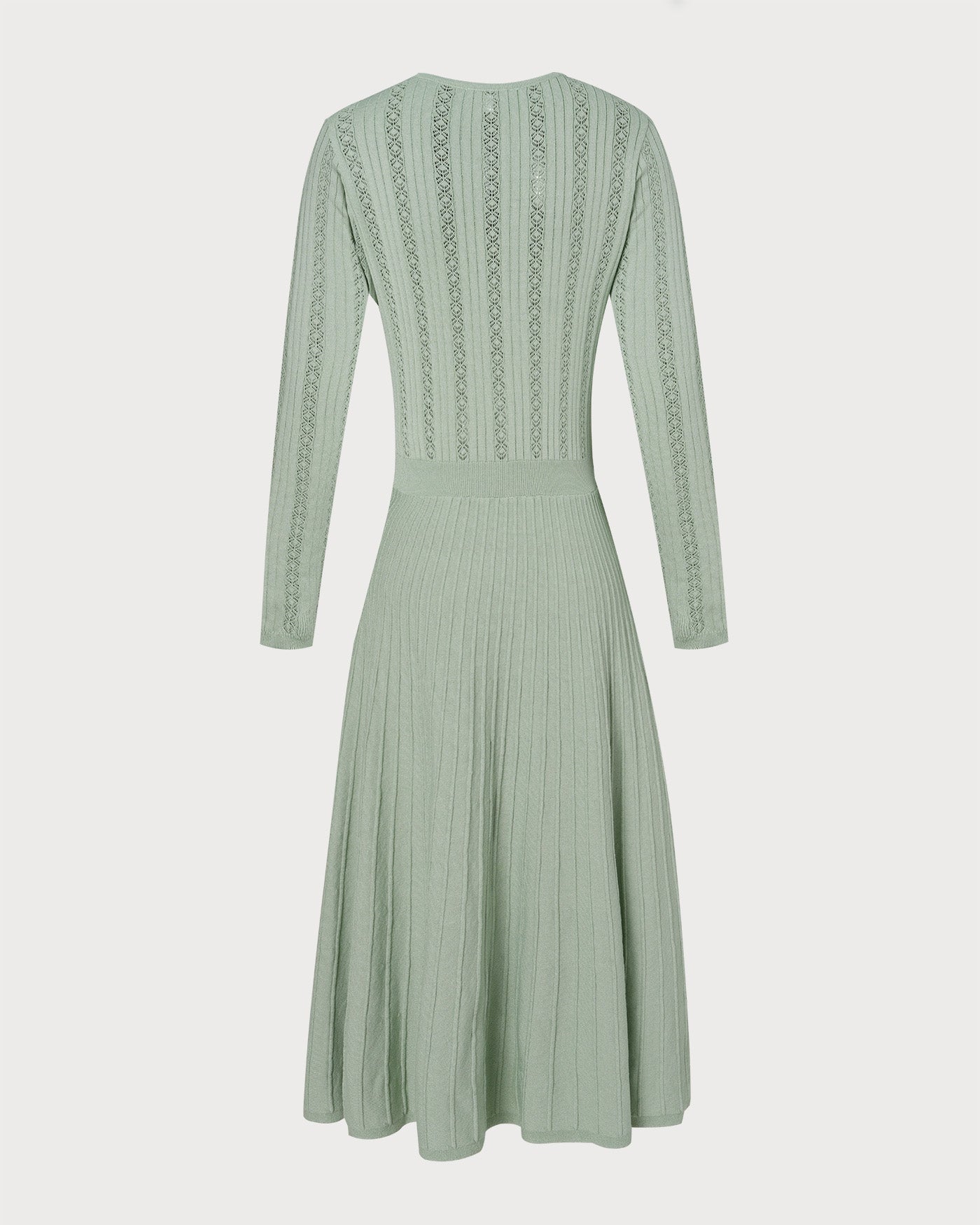 Vestido Suéter de Viscosa Verde con Cuello en V