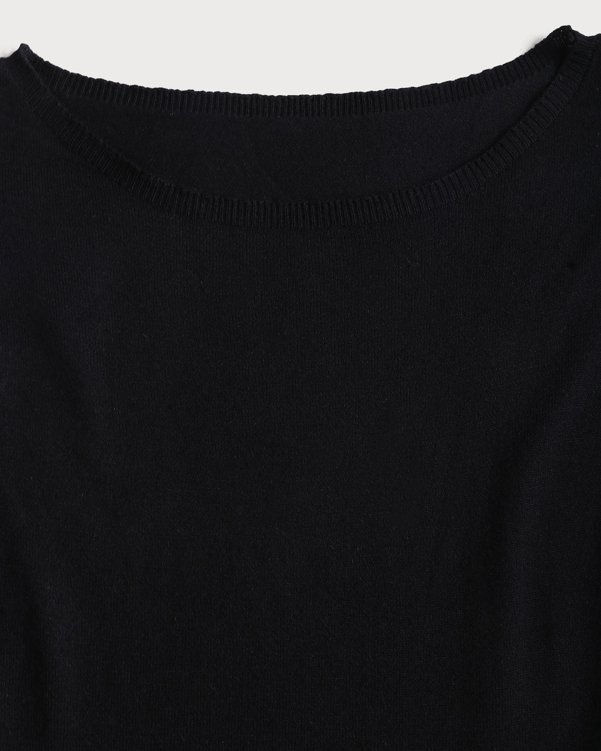 Vestido de Suéter de Punto con Manga de Campana en Contraste Negro
