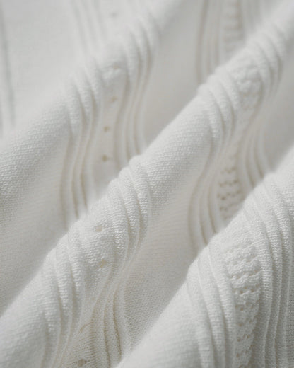 Vestido de Suéter de Viscosa Blanco con Cuello en V
