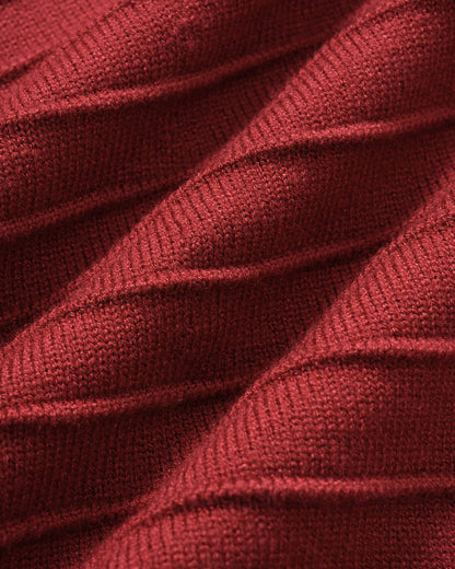 Vestido de Suéter A-Line con Mangas de Linterna Color Rojo Vino