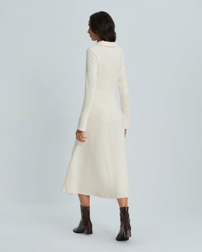 Vestido Midi de Manga de Campana Color Albaricoque