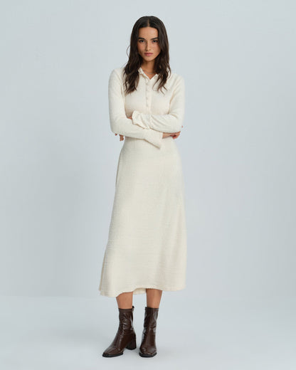 Vestido Midi de Manga de Campana Color Albaricoque