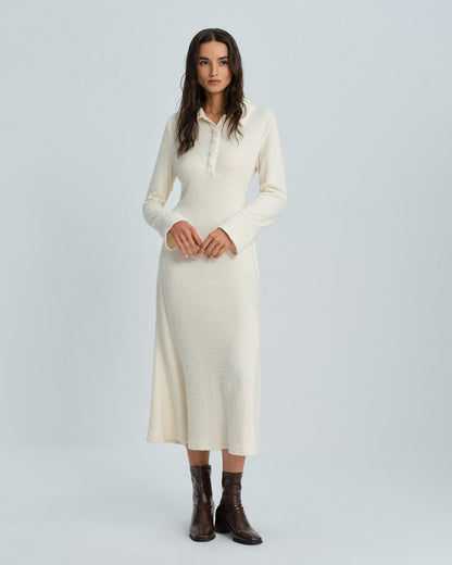 Vestido Midi de Manga de Campana Color Albaricoque