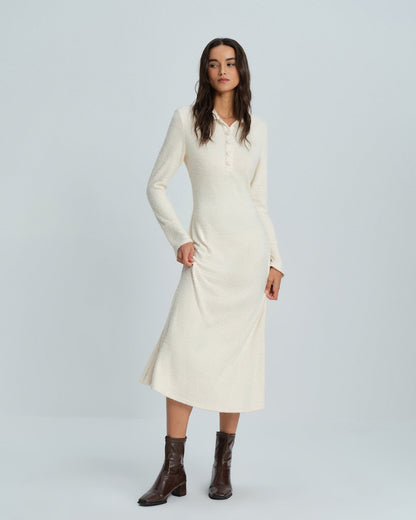 Vestido Midi de Manga de Campana Color Albaricoque