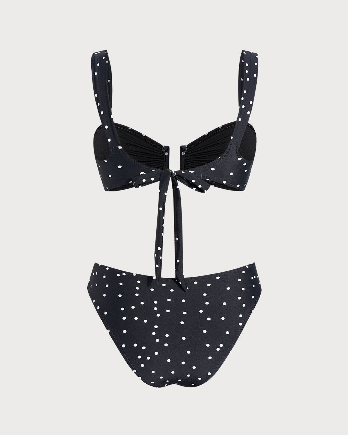 Conjunto de Bikini Bandeau con Lunares Negros