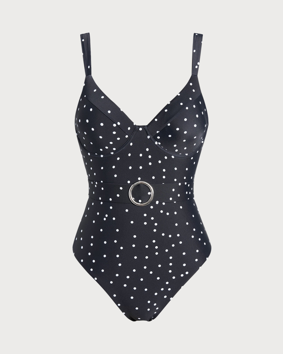 Traje de Baño de Una Pieza con Lunares Negros
