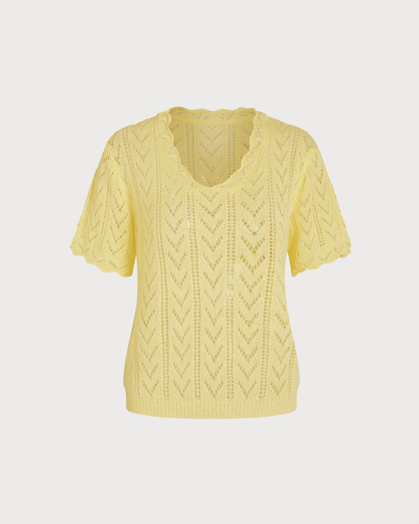 Suéter Texturizado Amarillo con Corte en V