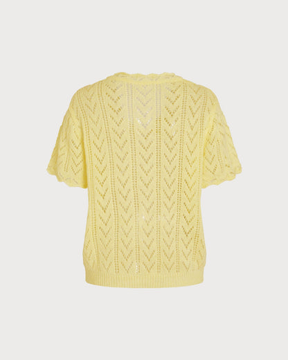 Suéter Texturizado Amarillo con Corte en V