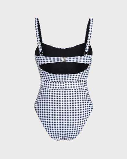 Traje de Baño de Una Pieza de Cuadros Negros