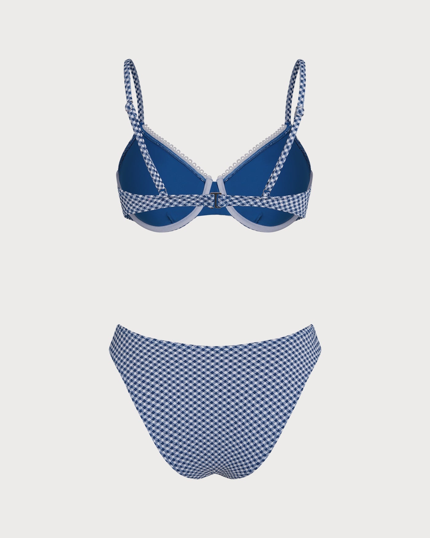 Conjunto de Bikini con Aros de Cuadros Azules