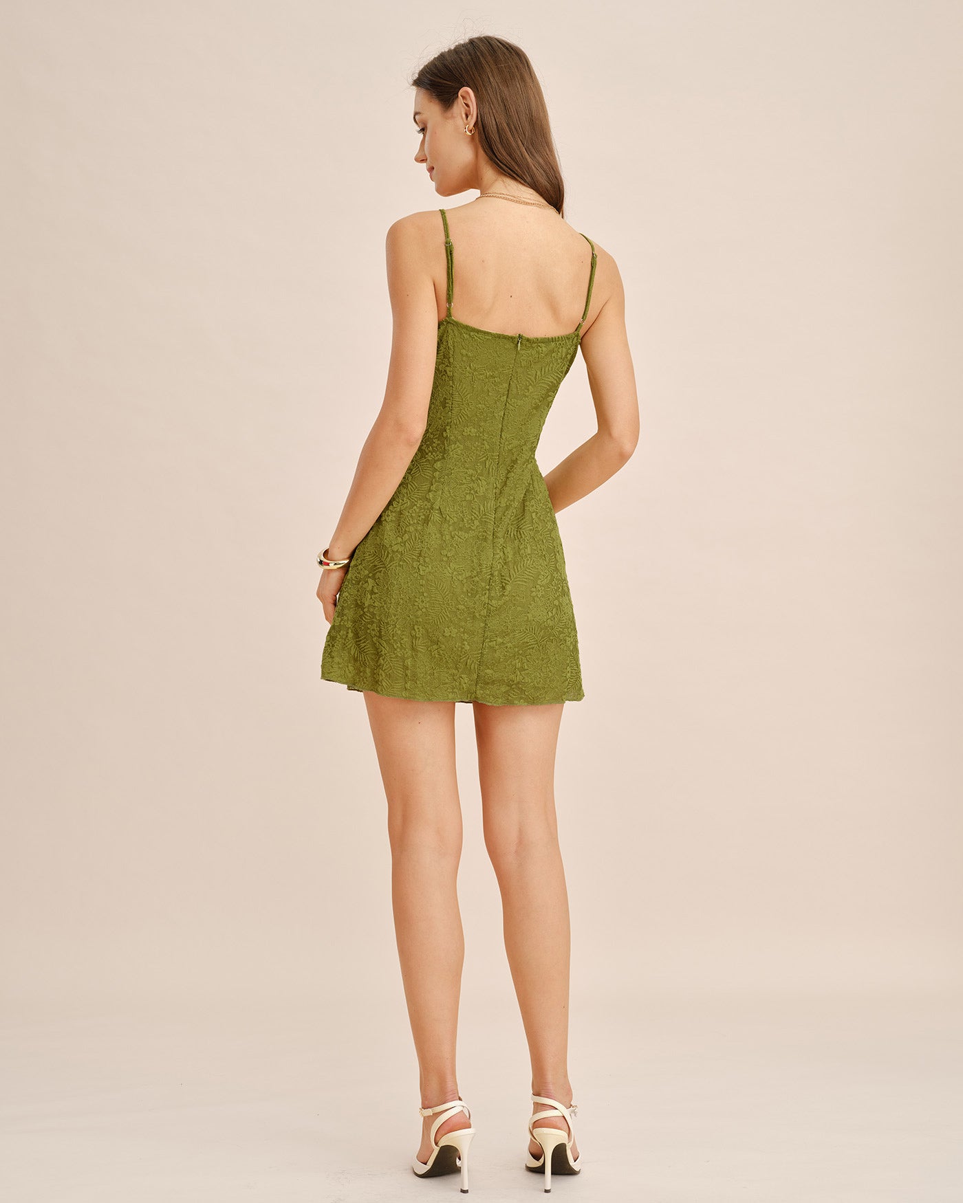 Vestido Mini Slip A-Line Arrugado Verde
