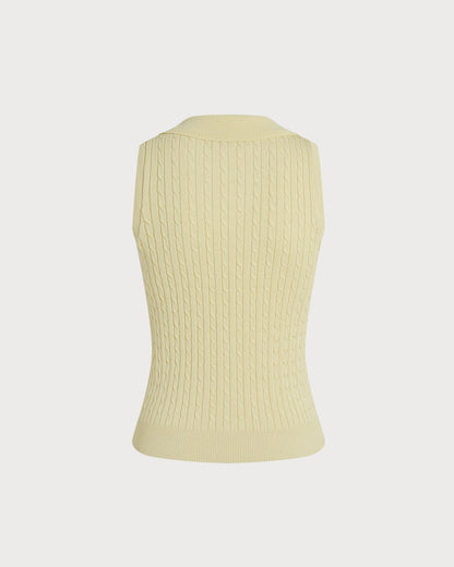Cárdigan Texturizado Amarillo de Cuello en V con Botones