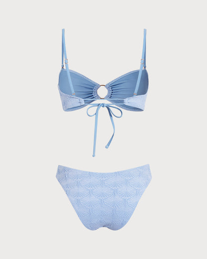 Conjuntos de Bikini Azul Jacquard con Corte
