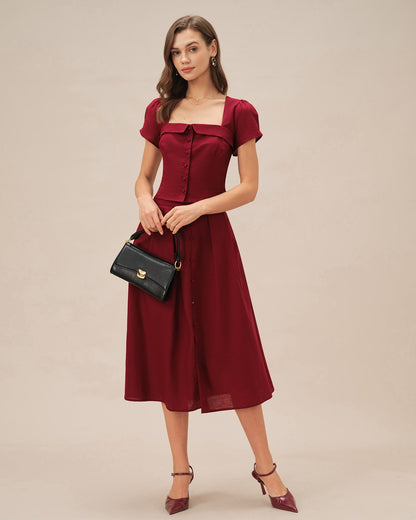 Blusa Roja de Cuello Cuadrado con Lazo Cruzado