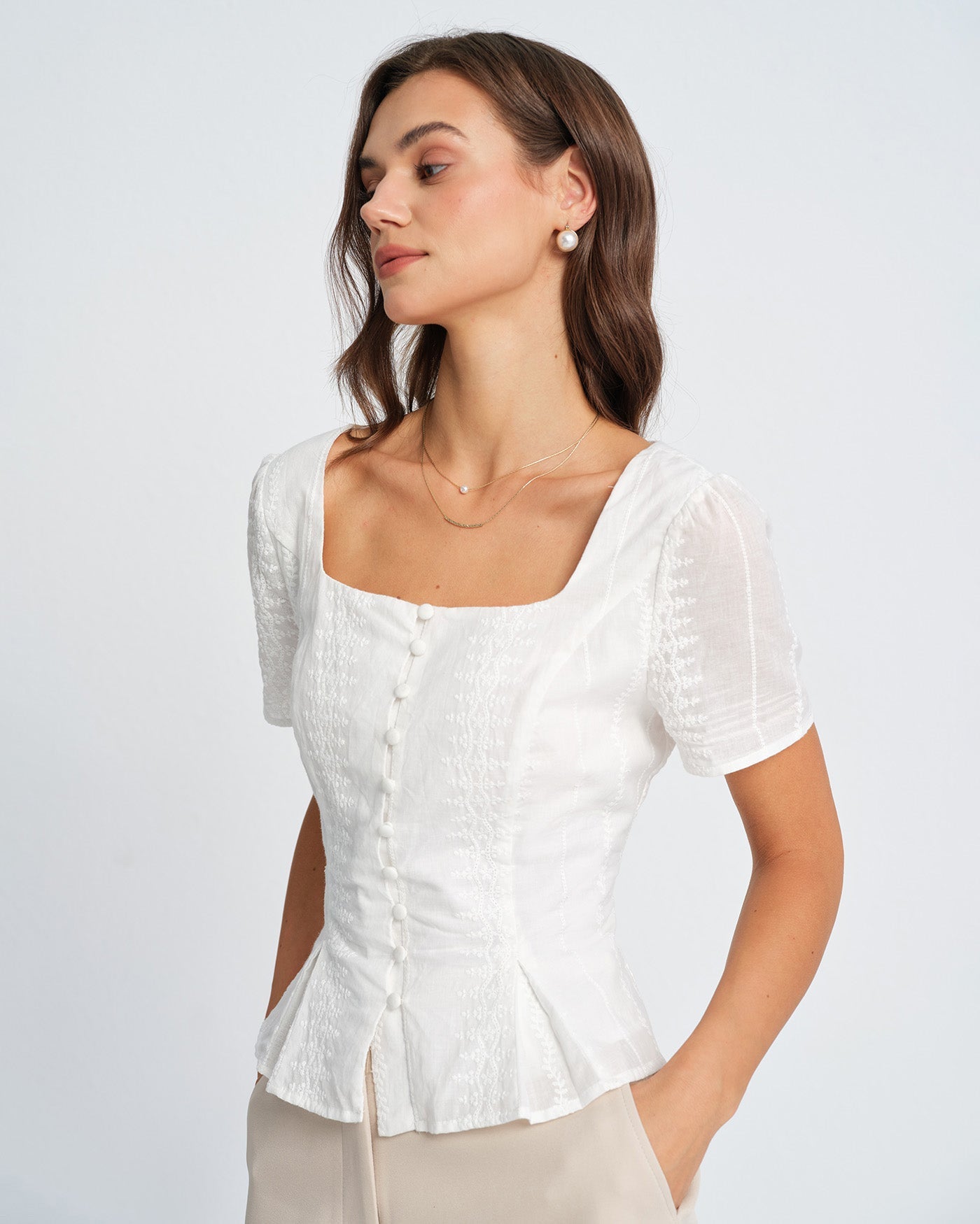 Blusa Texturizada Blanca con Flores