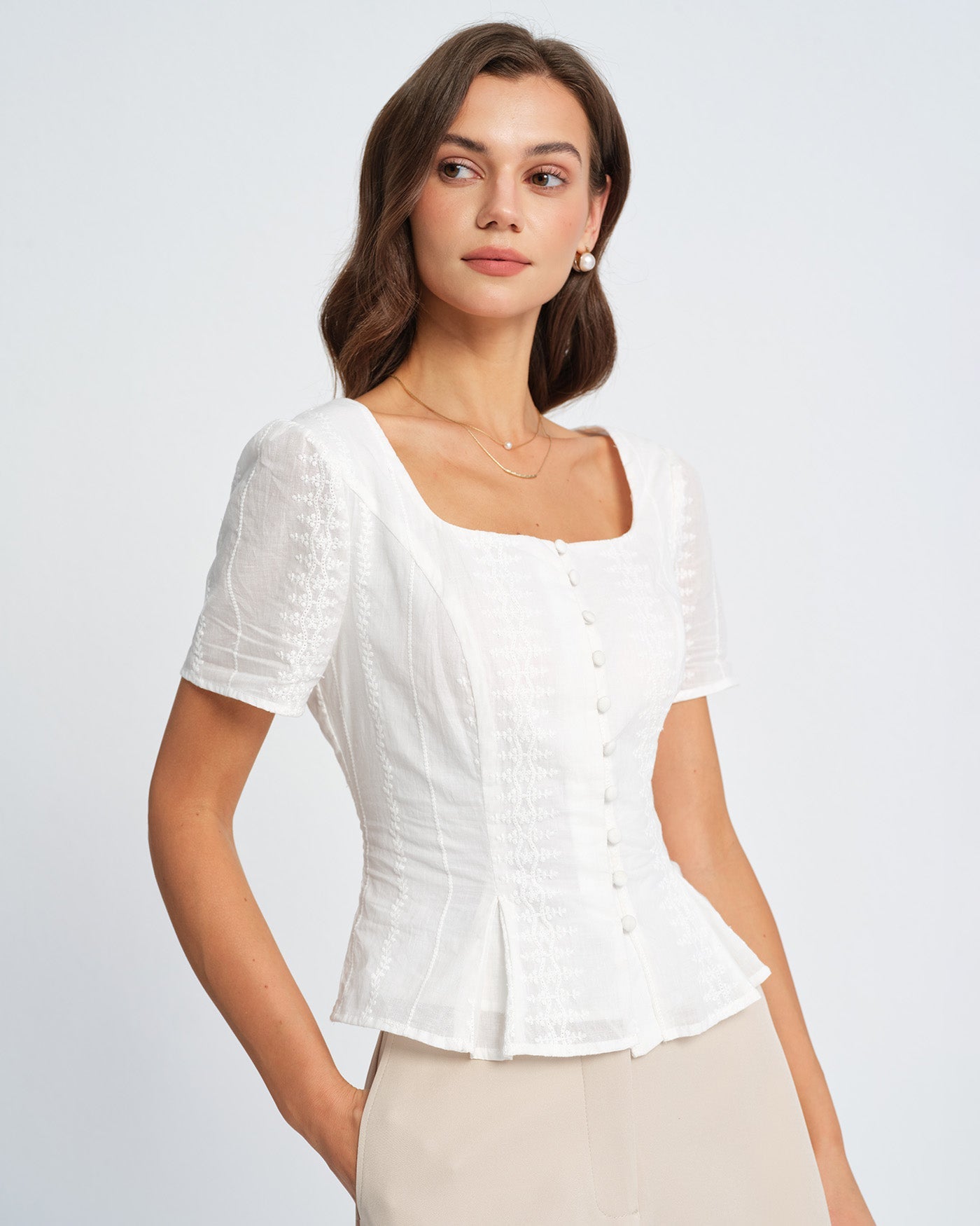 Blusa Texturizada Blanca con Flores
