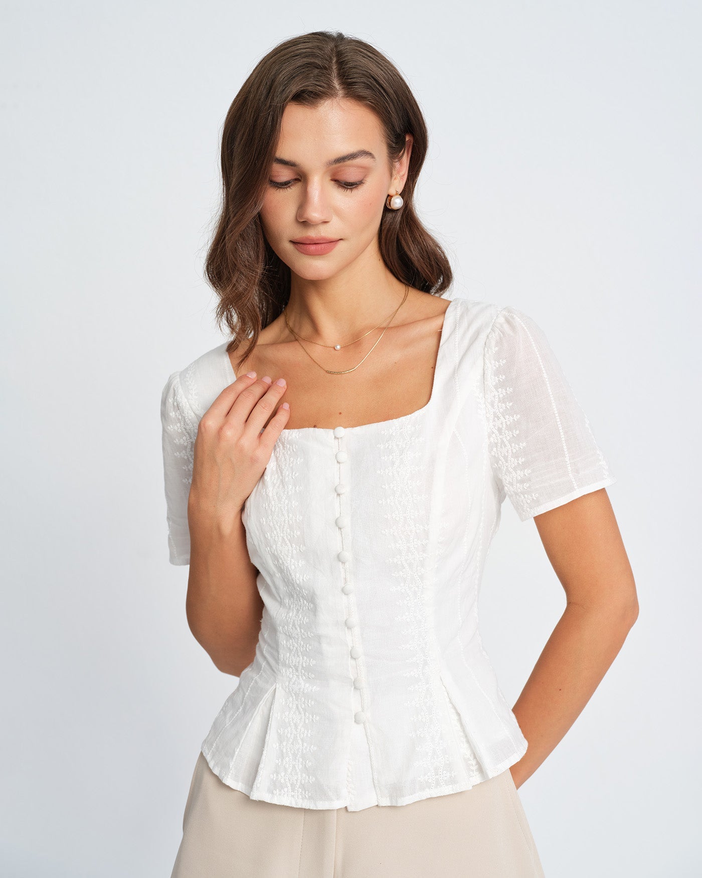 Blusa Texturizada Blanca con Flores