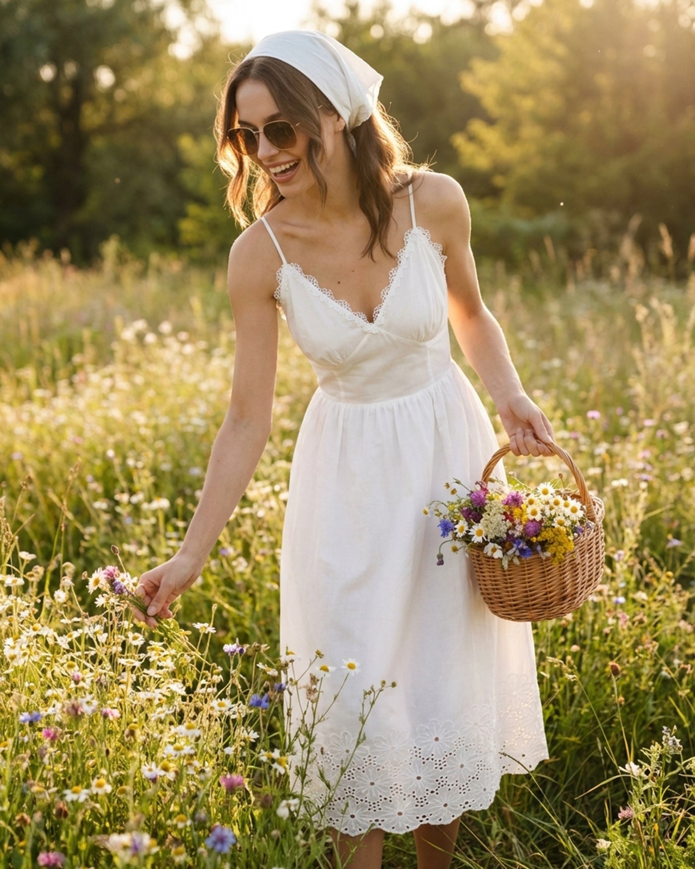 Vestido Midi de Encaje Blanco con Cruce