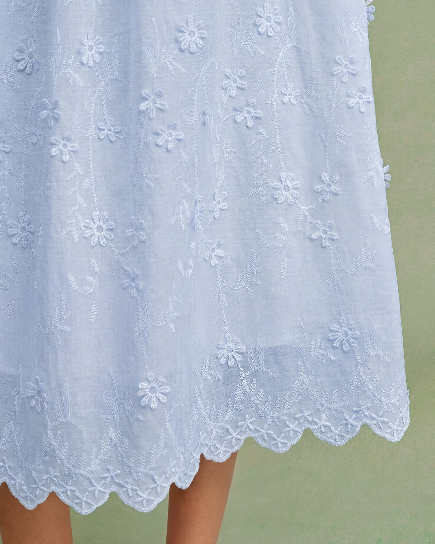 Vestido Midi Texturizado Floral Azul